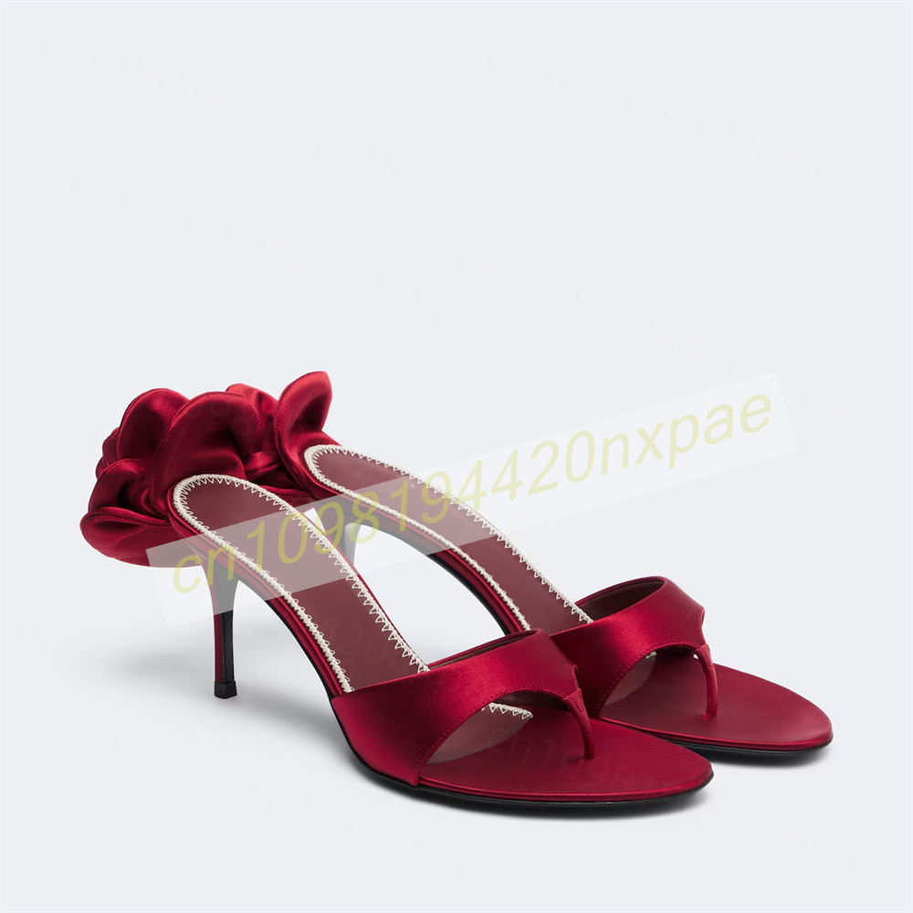Slip Dress Satin - Sandales mules en satin rouge pour